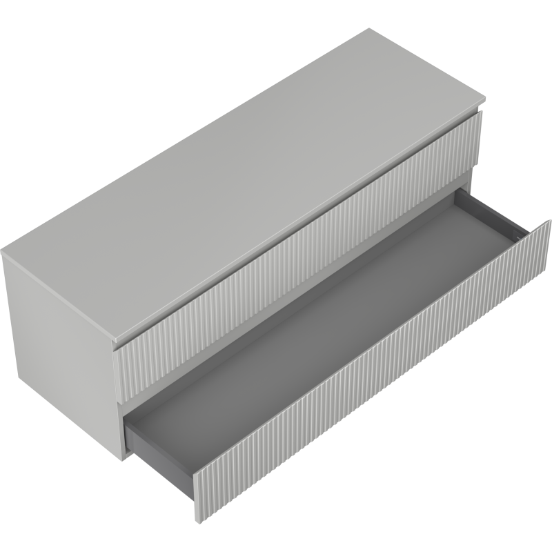 Mexen Rivel шкаф за баня за умивалник 140 см с плот, 2 чекмеджета, оребрен , сив мат - 91A20-14047-2-BFFC62