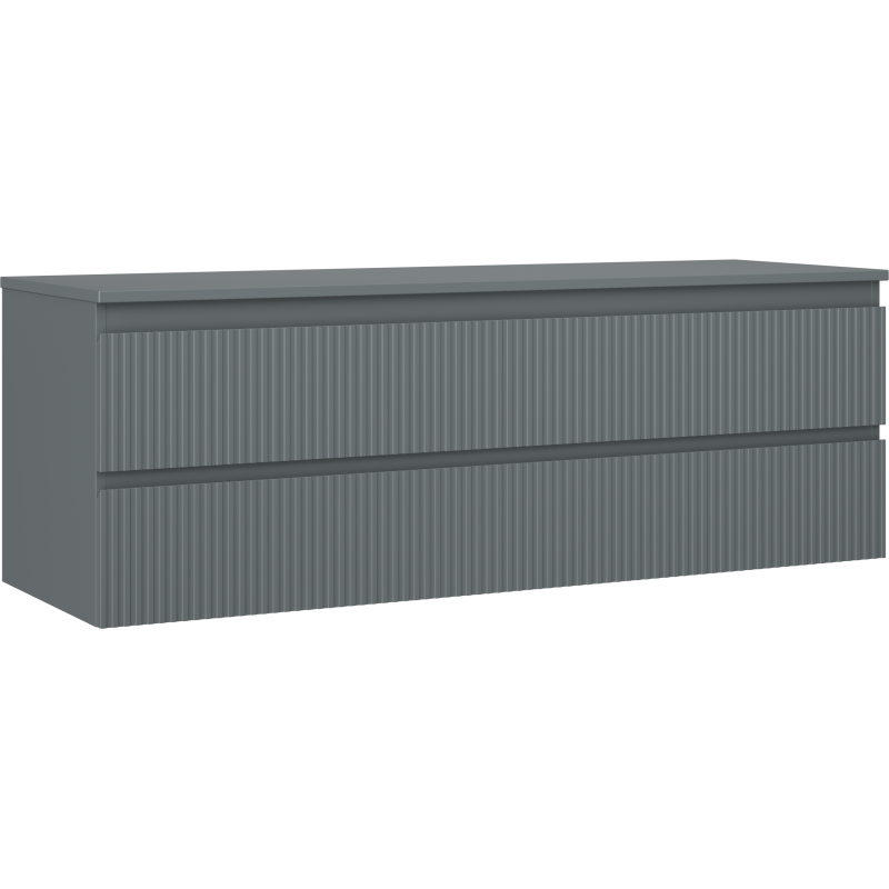 Mexen Rivel шкаф за баня под умивалник 140 см с плот, 2 чекмеджета, набразден, матово графит - 91A20-14047-2-BFFC66