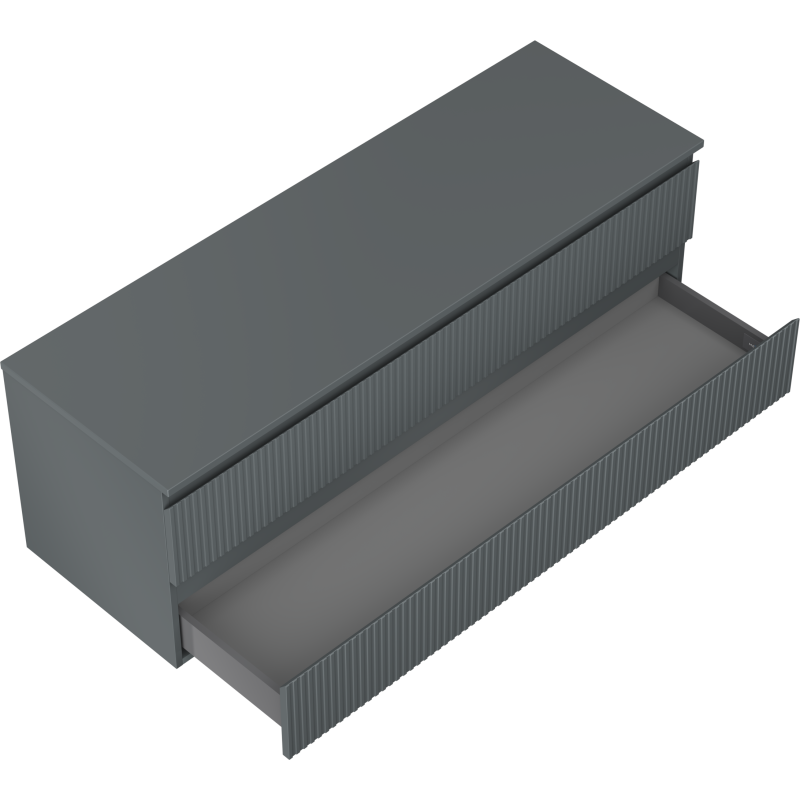 Mexen Rivel шкаф за баня под умивалник 140 см с плот, 2 чекмеджета, набразден, матово графит - 91A20-14047-2-BFFC66