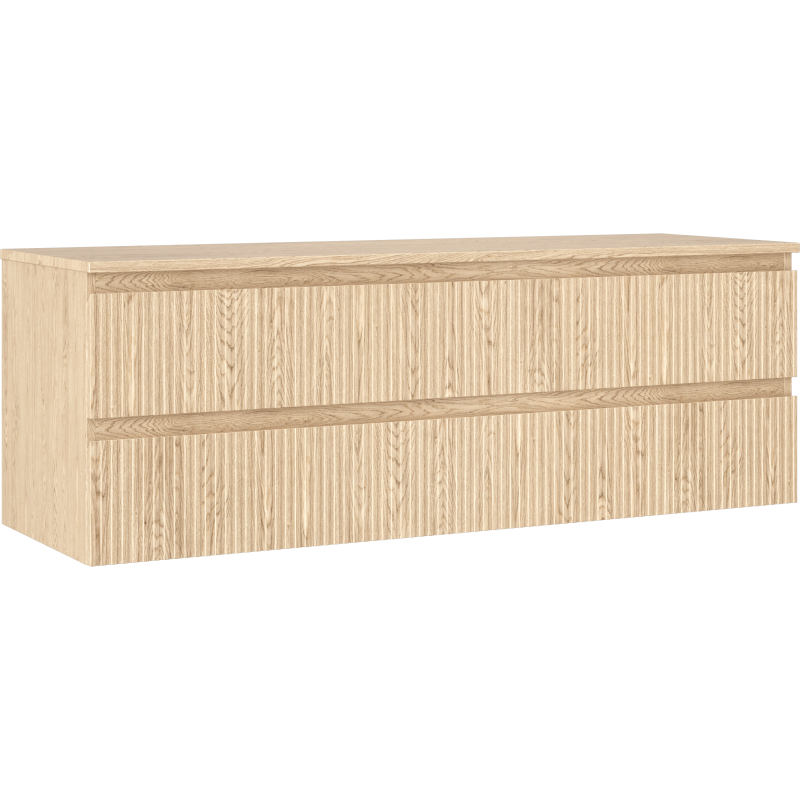 Mexen Rivel баня шкаф под мивка 140 см с плот, 2 чекмеджета, набраздена, дъб - 91A20-14047-2-BFFC81