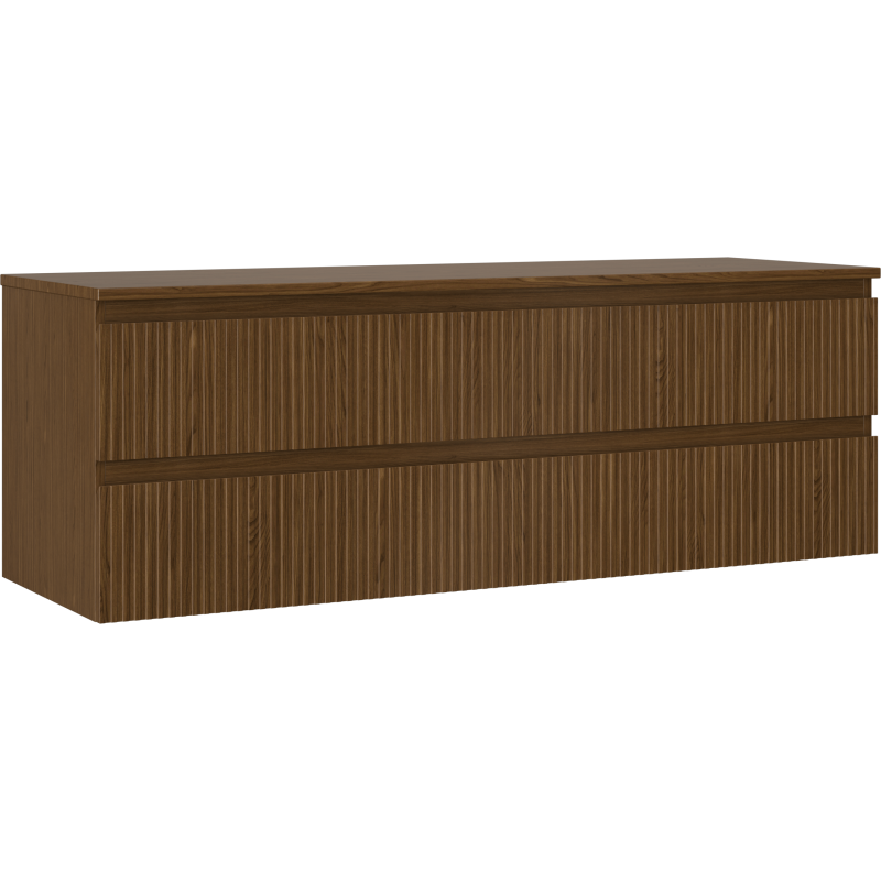 Mexen Rivel баня шкаф под мивка 140 см с плот, 2 чекмеджета, оребрена, орех - 91A20-14047-2-BFFC86