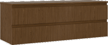 Mexen Rivel баня шкаф под мивка 140 см с плот, 2 чекмеджета, оребрена, орех - 91A20-14047-2-BFFC86