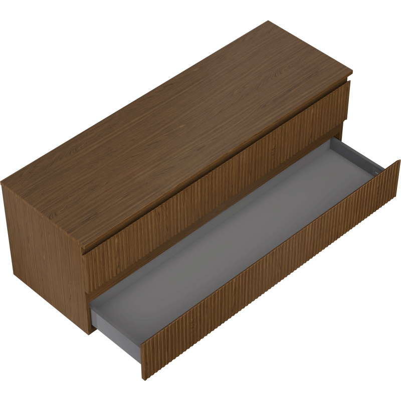 Mexen Rivel баня шкаф под мивка 140 см с плот, 2 чекмеджета, оребрена, орех - 91A20-14047-2-BFFC86