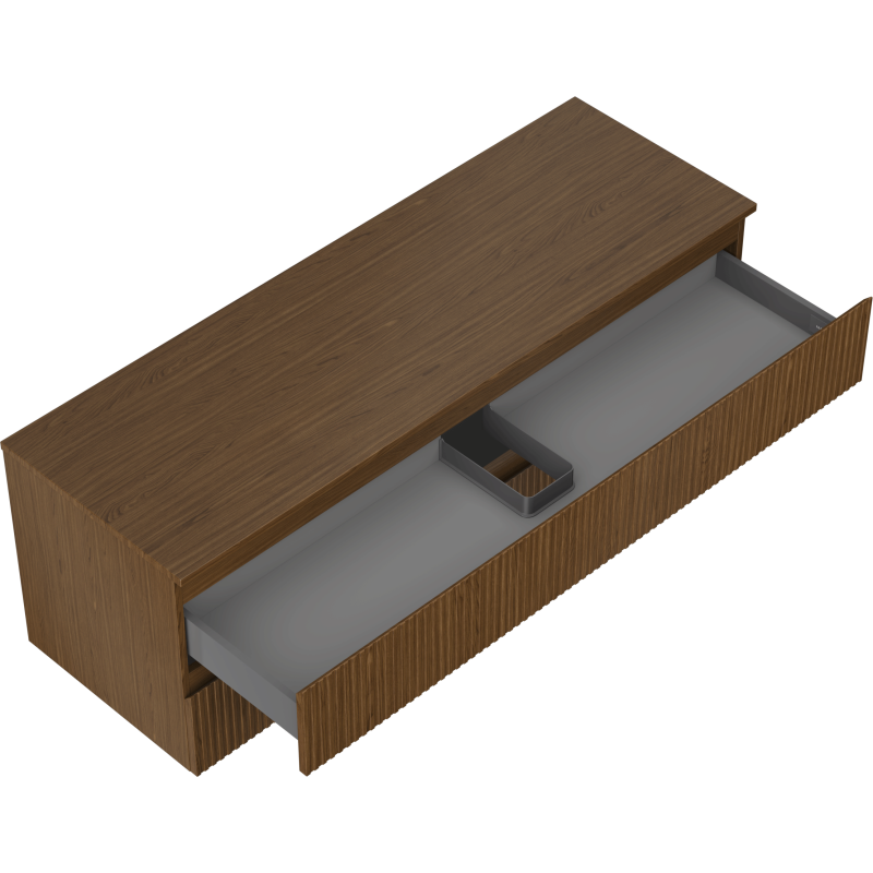 Mexen Rivel баня шкаф под мивка 140 см с плот, 2 чекмеджета, оребрена, орех - 91A20-14047-2-BFFC86