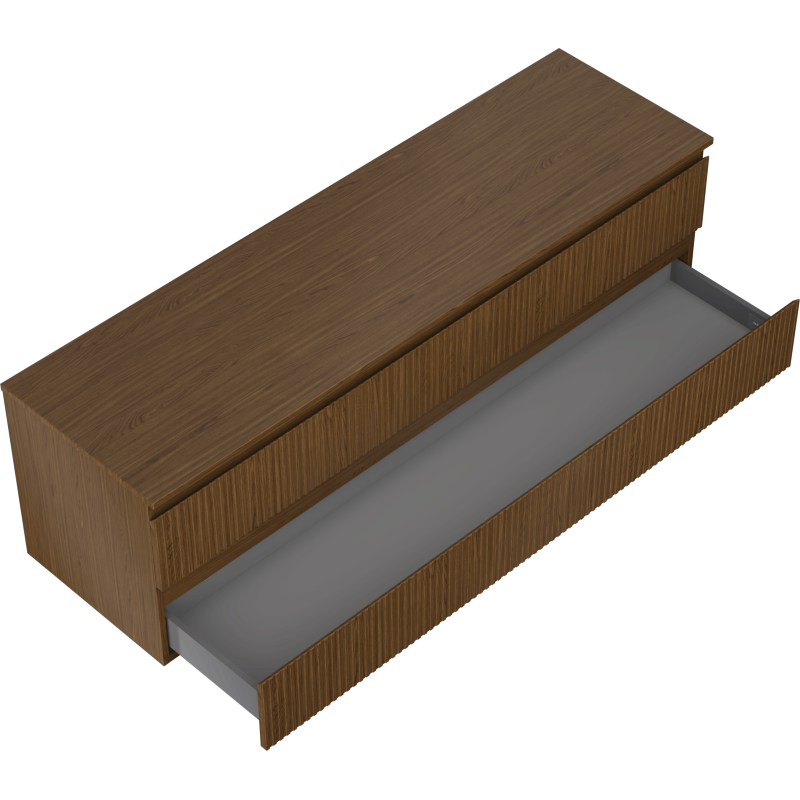 Mexen Rivel шкаф за баня под мивка 160 см с плот, 2 чекмеджета, оребрена, орех - 91A20-16047-2-BFFC86