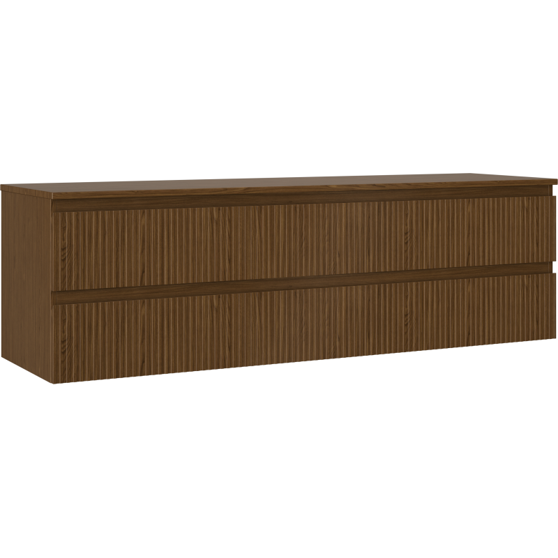 Mexen Rivel шкаф за баня под мивка 160 см с плот, 2 чекмеджета, оребрена, орех - 91A20-16047-2-BFFC86