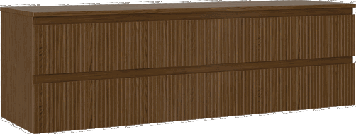 Mexen Rivel шкаф за баня под мивка 160 см с плот, 2 чекмеджета, оребрена, орех - 91A20-16047-2-BFFC86