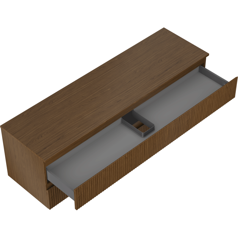 Mexen Rivel шкаф за баня под мивка 160 см с плот, 2 чекмеджета, оребрена, орех - 91A20-16047-2-BFFC86