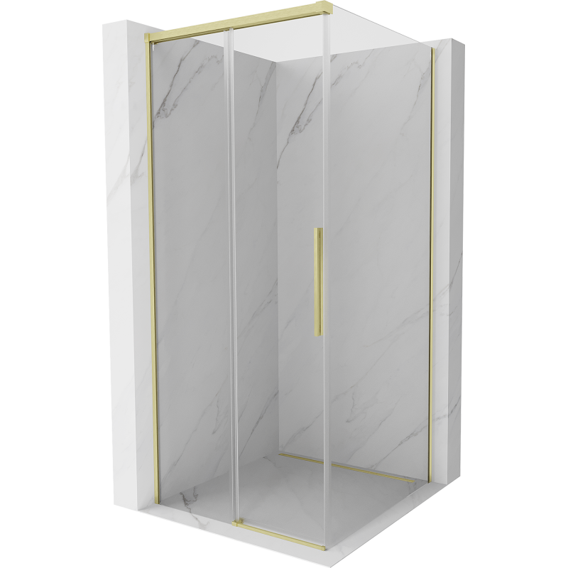 Mexen Rox плъзгаща се душ кабина 95 x 95 cm, прозрачна, златно четкана - 8C2-095-095-55-00