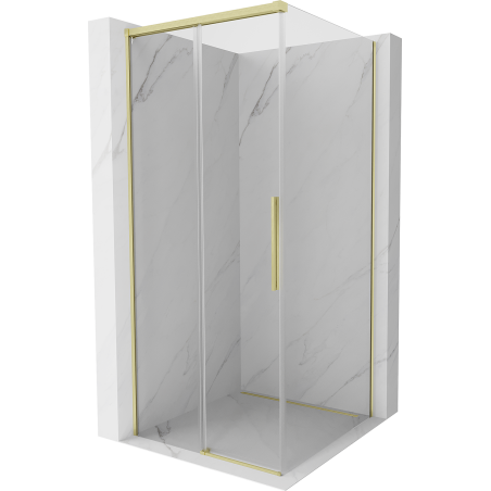 Mexen Rox плъзгаща се душ кабина 95 x 95 cm, прозрачна, златно четкана - 8C2-095-095-55-00