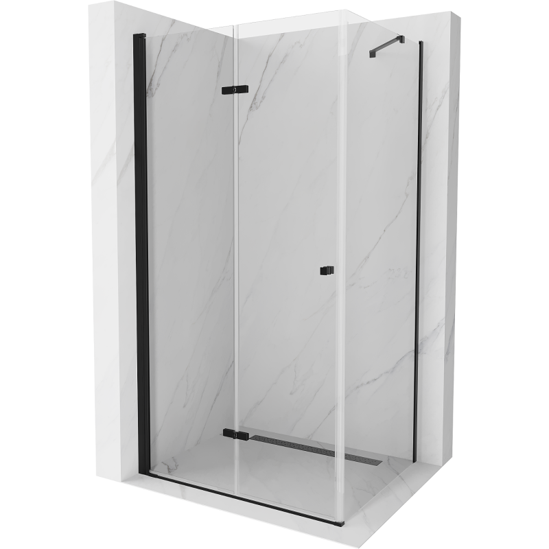 Сгъваема душ кабина Mexen Lima 80 x 110 см, прозрачна, черна - 856-080-110-70-00
