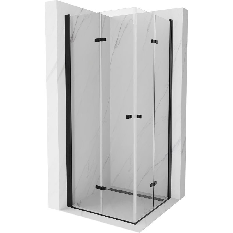 Mexen Lima Duo душ кабина сгъваема 80 x 80 см, прозрачна, черна - 856-080-080-70-00-02