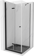 Mexen Lima душ кабина сгъваема 90 x 90 см, прозрачна, черна + поддън Flat, черен - 856-090-090-70-00-4070B