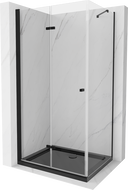 Mexen Лима сгъваема душ кабина 90 x 100 см, прозрачна, черна + Flat поддона, черен - 856-090-100-70-00-4070B