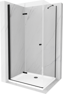 Mexen Lima сгъваема душ кабина 80 x 100 см, прозрачна, черна + бял Flat поддон - 856-080-100-70-00-4010B