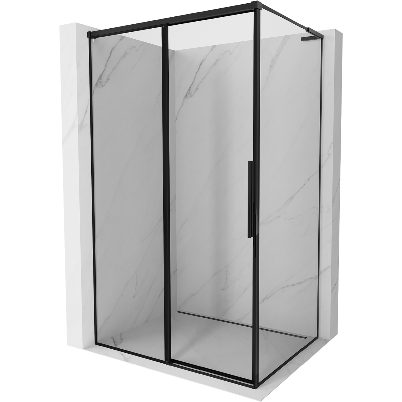 Mexen Rox L плъзгаща се лява душ кабина 95 x 80 см, черна рамка, черна - 8C2L-095-080-70-70-L