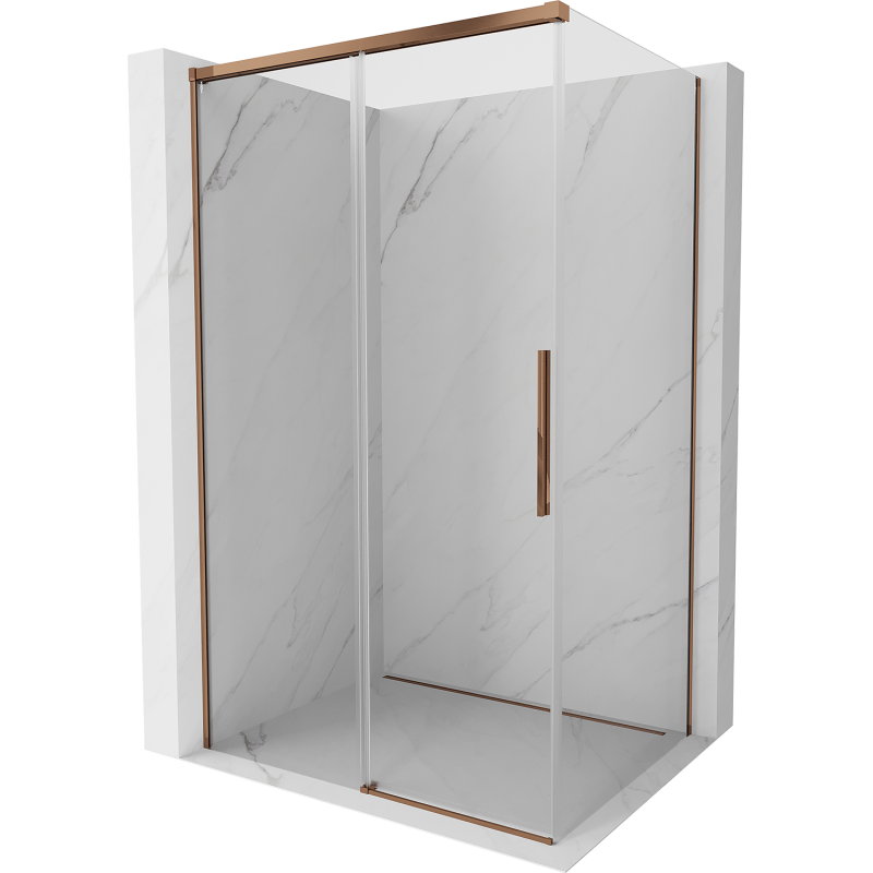 Mexen Rox плъзгаща се душ кабина 145 x 80 см, прозрачна, розово злато - 8C2-145-080-60-00