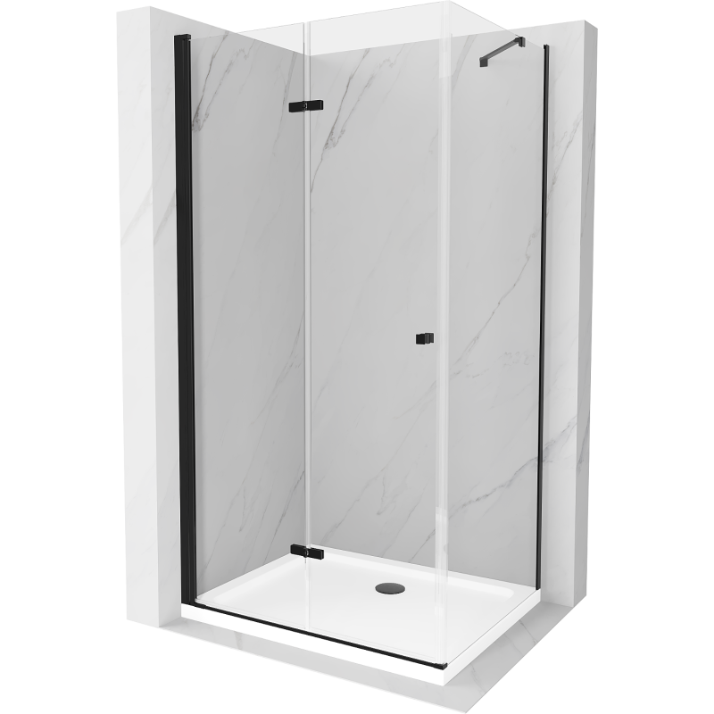 Mexen Lima сгъваема душ кабина 120 x 80 см, прозрачна, черна + тава Flat, бяла - 856-120-080-70-00-4010B