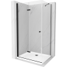 Mexen Lima сгъваема душ кабина 120 x 90 см, прозрачна, черна + Flat корито, бял