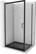 Mexen Apia плъзгаща се душ кабина 100 x 80 см, прозрачна, черна + тава Flat, черен