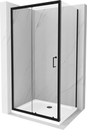 Mexen Apia плъзгаща се душ кабина 130 x 100 см, прозрачна, черна + корито Flat,