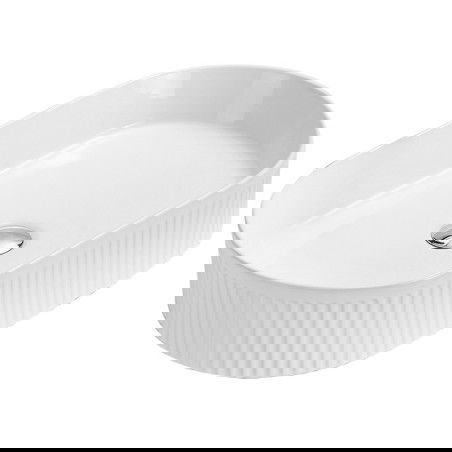 Mexen Grovo оребрена умивалник над плот 57 x 36 см, бяла - 22305700