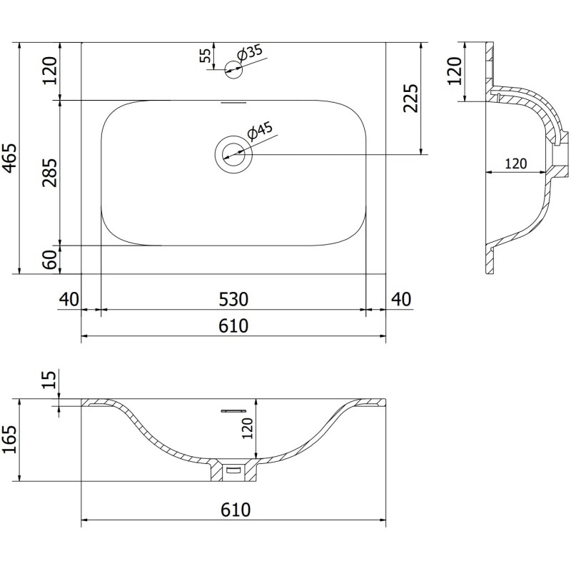 Mexen Orio шкаф за баня 60 см с умивалник Vela, 1 чекмедже, бял мат - 91A10-06023-1-BF01-W23M01