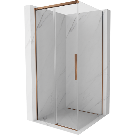 Mexen Rox плъзгаща се душ кабина 95 x 95 см, прозрачна, розово злато - 8C2-095-095-60-00
