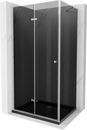 Mexen Lima душkabina сгъваема 90 x 100 см, графит, хром + поднос Flat, черен - 856-090-100-01-40-4070