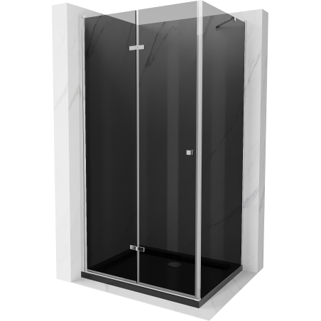 Mexen Lima сгъваема душ кабина 90 x 120 см, графит, хром + поддушово корито Flat,