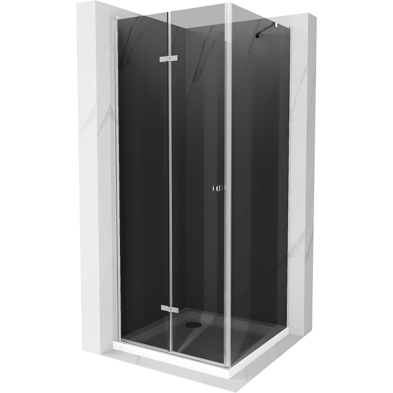 Mexen Lima сгъваем душ кабина 70 x 70 см, графит, хром + корито Flat, бяло - 856-070-070-01-40-4010