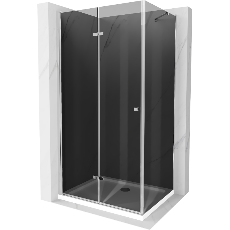 Mexen Lima душ кабина сгъваема 70 x 80 см, графит, хром + поддон Flat, бял - 856-070-080-01-40-4010