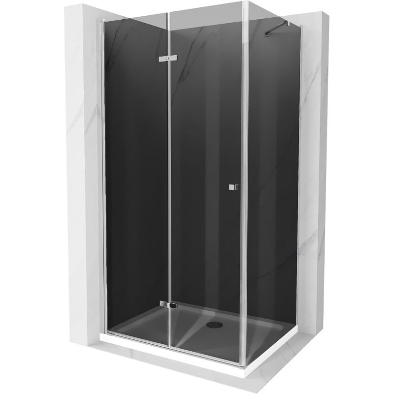 Mexen Lima сгъваема душ кабина 90 x 80 см, графит, хром + Flat поддушово корито,