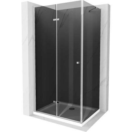 Mexen Lima сгъваема душ кабина 90 x 120 см, графит, хром + поддушово корито Flat,
