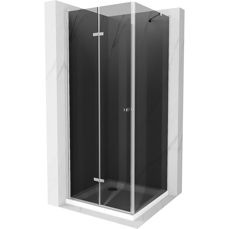 Mexen Lima сгъваем душ кабина 100 x 100 см, графит, хром + корито Flat, бял