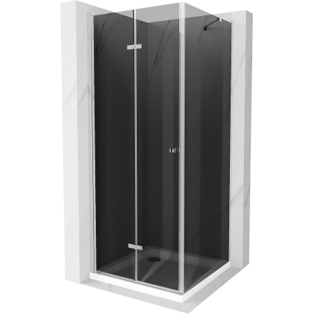 Mexen Lima сгъваем душ кабина 100 x 100 см, графит, хром + корито Flat, бял