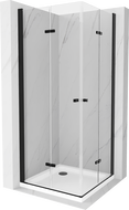 Mexen Lima Duo сгъваема душ кабина 80 x 80 см, прозрачна, черна + палета Flat - 856-080-080-70-02-4010B