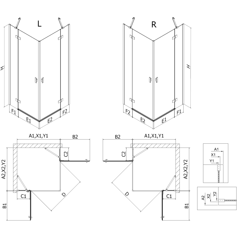 Mexen Mist-H Duo врата за душ кабина, дясна 85 x 90 см, прозрачно, хром - 8A5-085L-090P-01-00