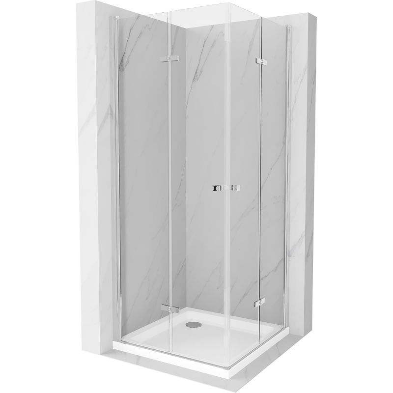 Mexen Lima Душ кабина Duo, сгъваема 70 x 70 см, прозрачна, хром + корито Flat