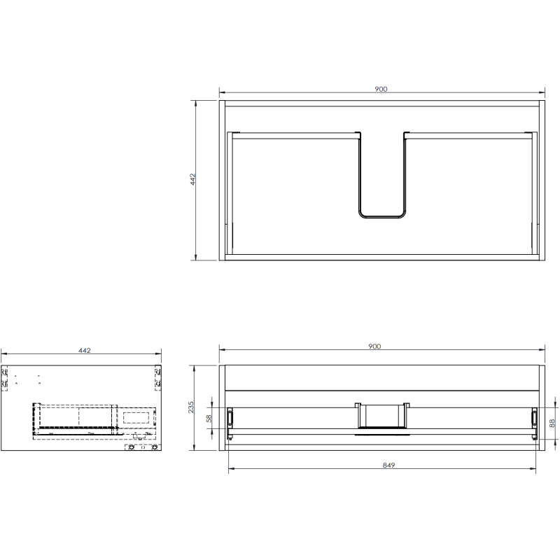 Mexen Orio шкаф за баня 90 см с умивалник Vela, 1 чекмедже, графит мат/бял мат