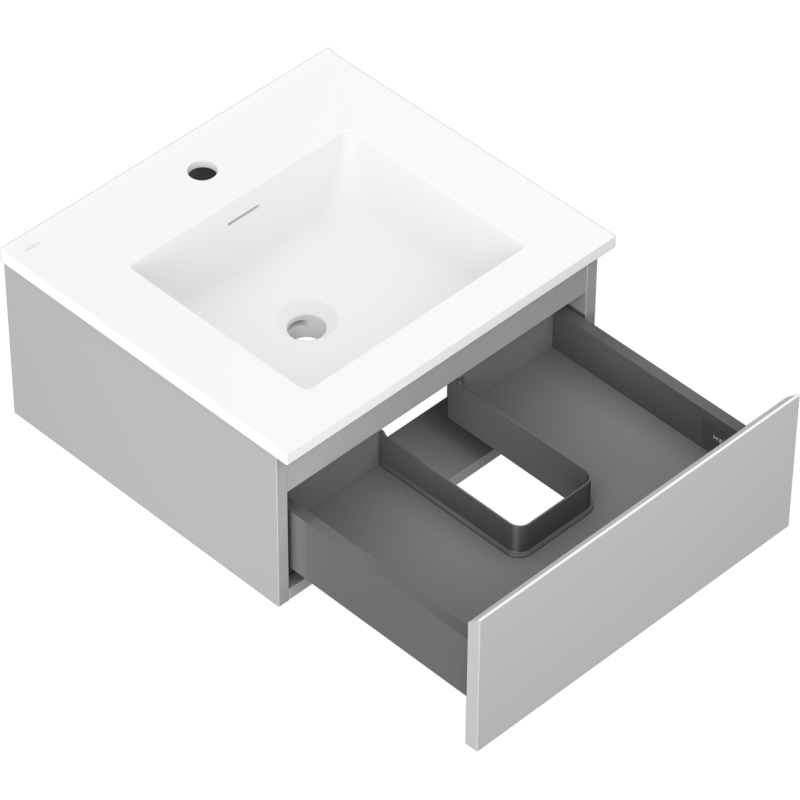 Mexen Orio шкаф за баня 50 см с умивалник Otis, 1 чекмедже, сив мат/бял мат - 91A10-05023-1-BF62-W18M01