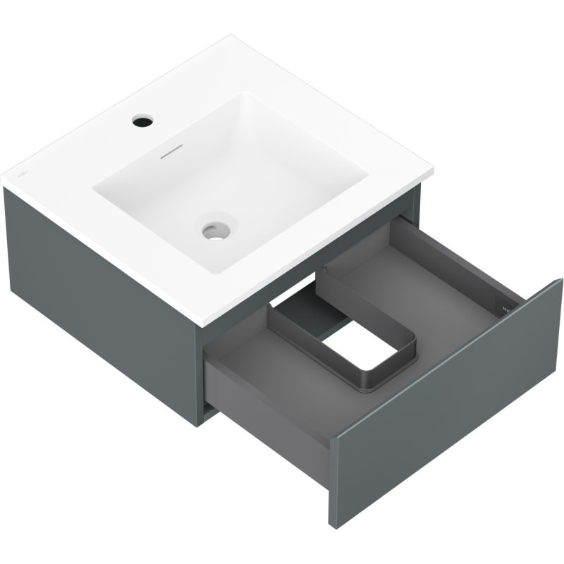 Mexen Orio шкаф за баня 50 см с мивка Otis, 1 чекмедже, графит мат/бял мат - 91A10-05023-1-BF66-W18M01