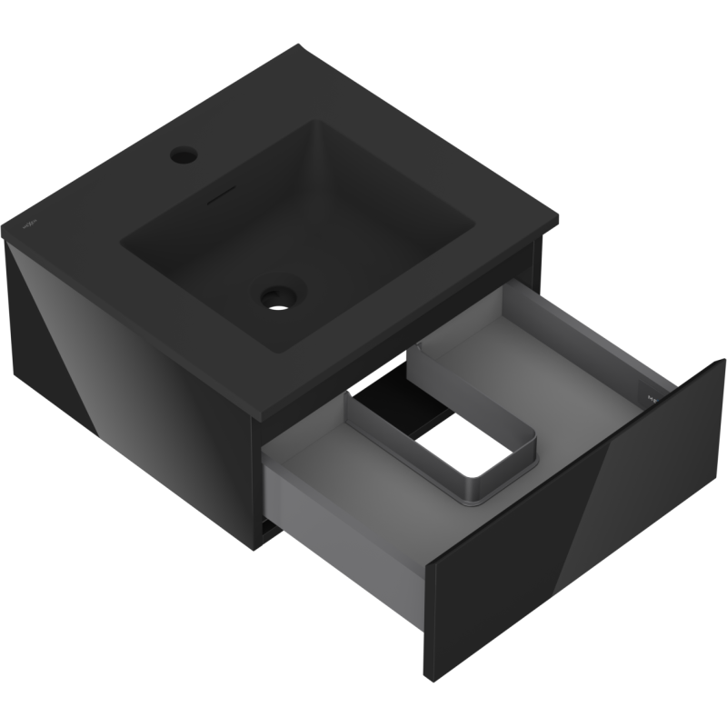 Mexen Orio шкаф за баня 50 см с мивка Otis, 1 чекмедже, черен гланц/черен мат - 91A10-05023-1-BF70-W18M71