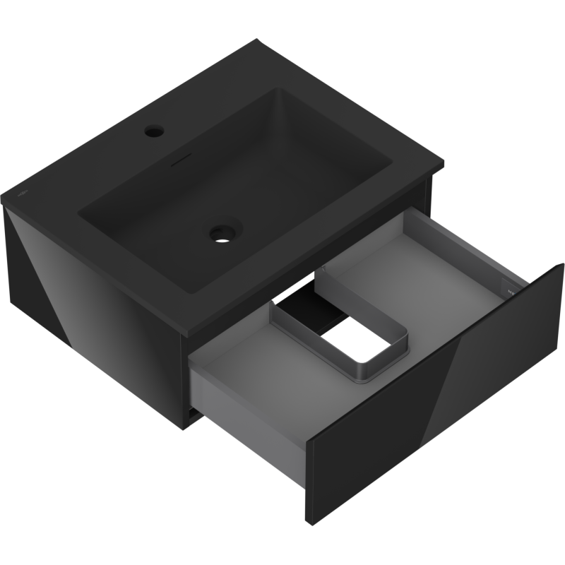 Mexen Orio шкаф за баня 60 см с мивка Otis, 1 чекмедже, черен гланц/черен мат - 91A10-06023-1-BF70-W18M71