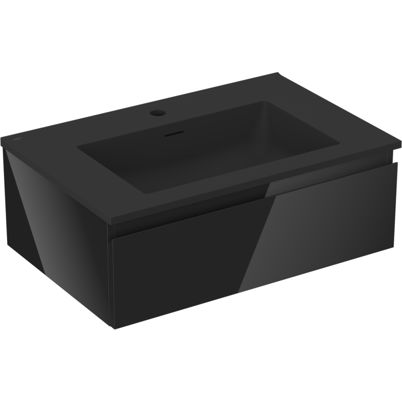 Mexen Orio шкафче за баня 70 см с мивка Otis, 1 чекмедже, черен гланц/черен мат