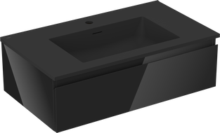 Mexen Orio шкаф за баня 80 см с мивка Otis, 1 чекмедже, черен гланц/черен мат