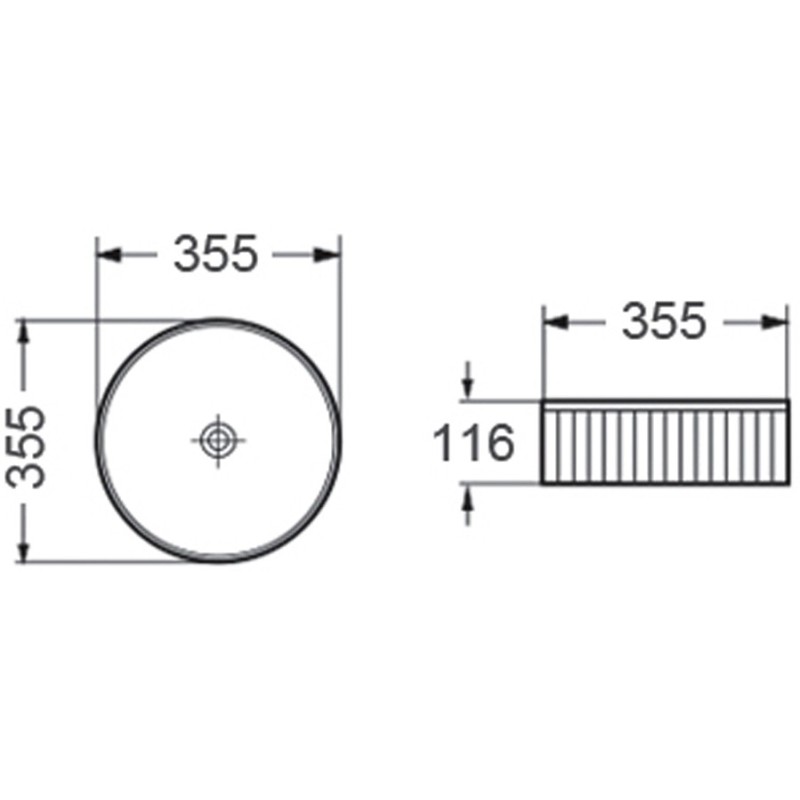 Mexen Grovo умивалник върху плот, оребрен 35 x 35 см, черен мат - 22303585