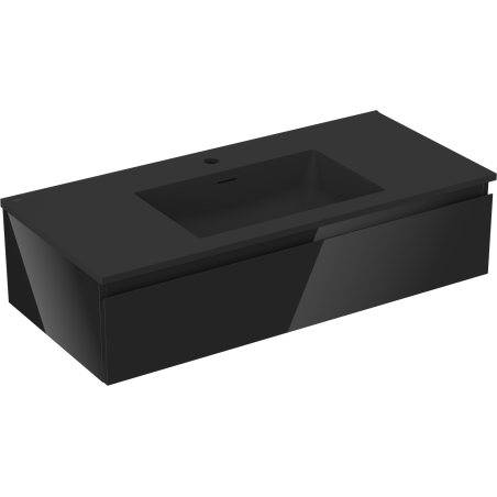 Mexen Orio шкаф за баня 100 см с мивка Otis, 1 чекмедже, черен гланц/черен мат