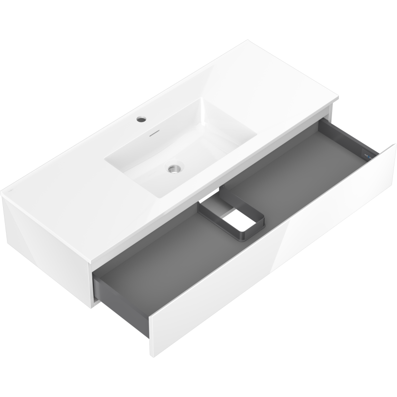 Mexen Orio шкаф за баня 120 см с мивка Otis, 1 чекмедже, бял гланц - 91A10-12023-1-BF00-W18M00