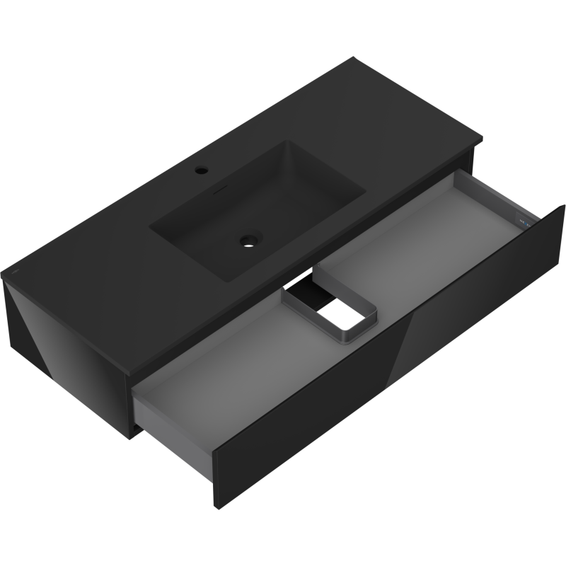 Mexen Orio шкафче за баня 120 см с мивка Otis, 1 чекмедже, черен гланц/черен мат - 91A10-12023-1-BF70-W18M71